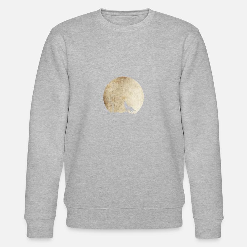 Heulender Wolf mit Mond - Stanley/Stella Unisex Bio-Sweatshirt CHANGER  - Grau meliert