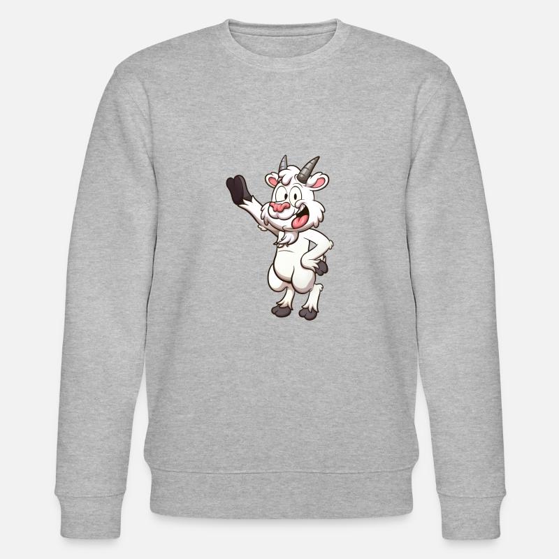 Freundliche lächelnde Cartoon-Ziege - Stanley/Stella Unisex Bio-Sweatshirt CHANGER  - Grau meliert