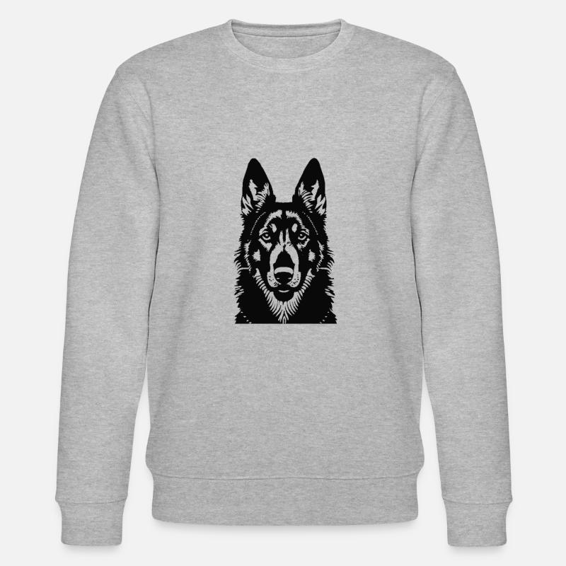 Schäferhund Kopf Silhouette - Stanley/Stella Unisex Bio-Sweatshirt CHANGER  - Grau meliert