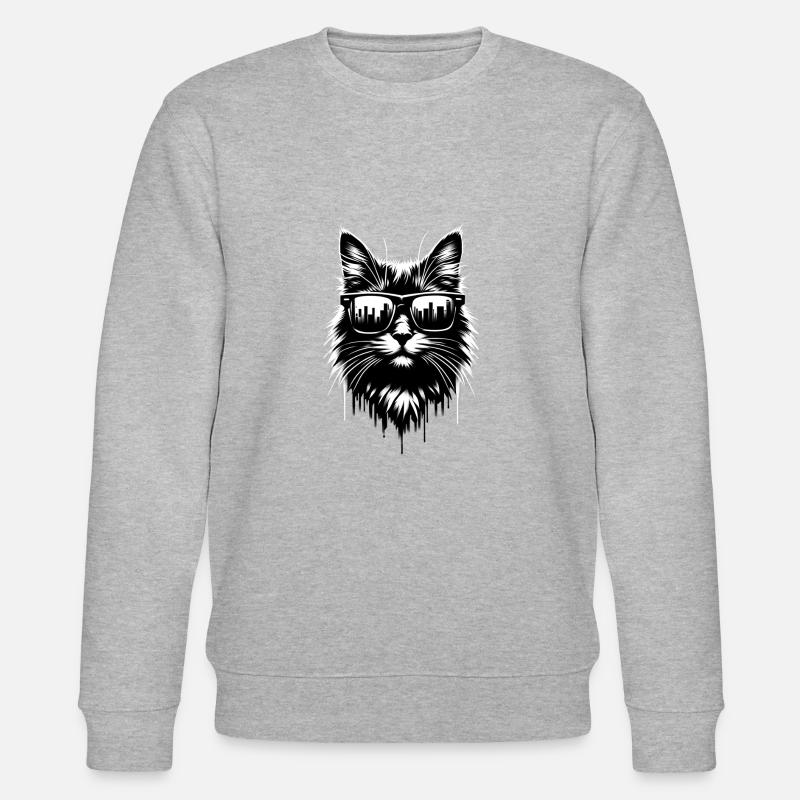 Cool Cat | Sonnenbrillen Katze - Stanley/Stella Unisex Bio-Sweatshirt CHANGER  - Grau meliert