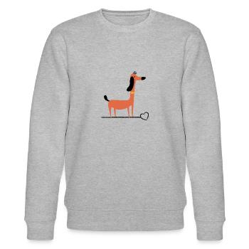 Dachshund Comic-Dackel Teckel-Love Dackel - Stanley/Stella Unisex Bio-Sweatshirt CHANGER  - Grau meliert - Vorne - Nik (191cm) & Marisol (170cm)