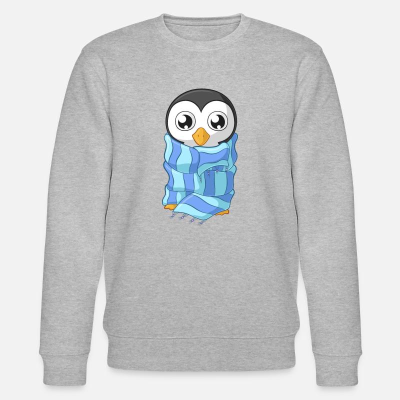 Frierender Comic Pinguin - Stanley/Stella Unisex Bio-Sweatshirt CHANGER  - Grau meliert