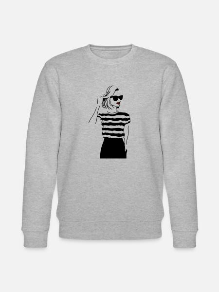 Girl with red Lips - Stanley/Stella CHANGER Unisex Organic Sweatshirt - heather grey