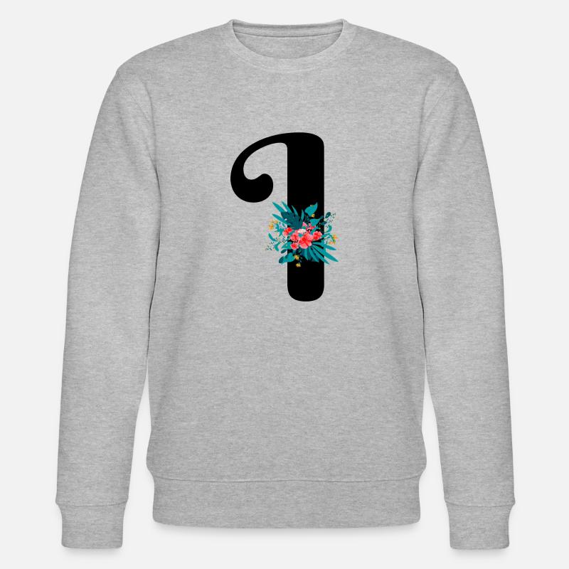 lettre I fleuris - Sweat bio CHANGER Stanley/Stella Unisexe - gris chiné