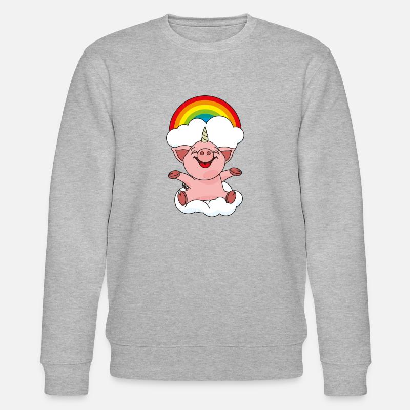 Schweinhorn mit Regenbogen - Stanley/Stella Unisex Bio-Sweatshirt CHANGER  - Grau meliert
