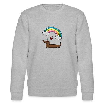 Einhorndackel - Stanley/Stella Unisex Bio-Sweatshirt CHANGER  - Grau meliert - Vorne - Nik (191cm) & Marisol (170cm)