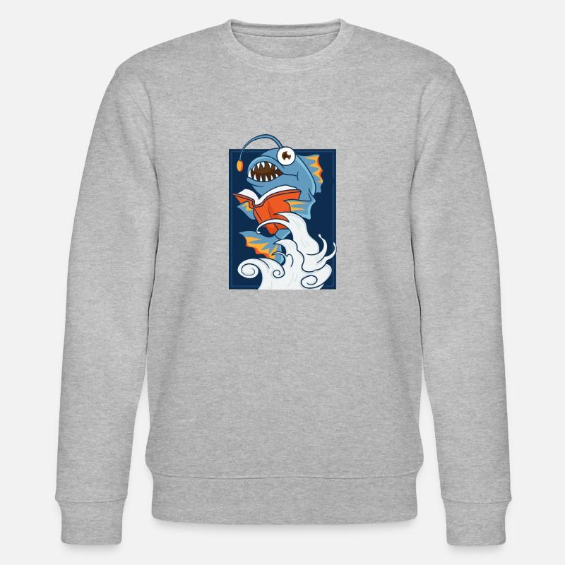 Lesender Laternenfisch - Stanley/Stella Unisex Bio-Sweatshirt CHANGER  - Grau meliert