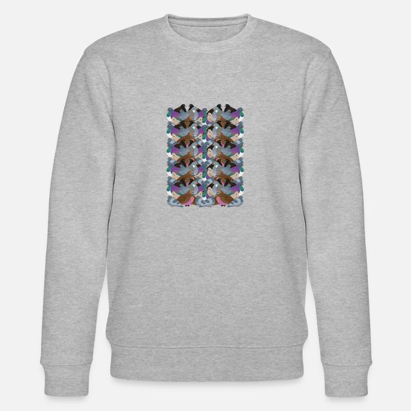 Psychedelic Pigeon Friends - Stanley/Stella Unisex Bio-Sweatshirt CHANGER  - Grau meliert