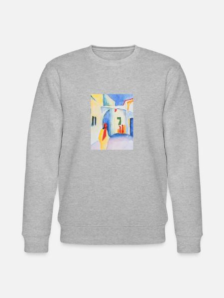 August Macke - Uitzicht op een steegje. 1914 - Stanley/Stella Uniseks bio-sweatshirt CHANGER  - grijs gemêleerd