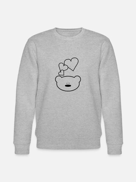 Funny teddy bear with hearts - Stanley/Stella CHANGER Unisex Organic Sweatshirt - heather grey
