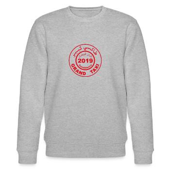 Logo du Grand Taxi de Casablanca 2019 - Stanley/Stella Unisex Bio-Sweatshirt CHANGER  - Grau meliert - Vorne - Nik (191cm) & Marisol (170cm)