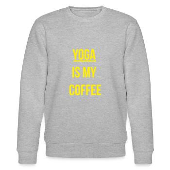 Yoga is my Coffee - Stanley/Stella Unisex Bio-Sweatshirt CHANGER  - Grau meliert - Vorne - Nik (191cm) & Marisol (170cm)