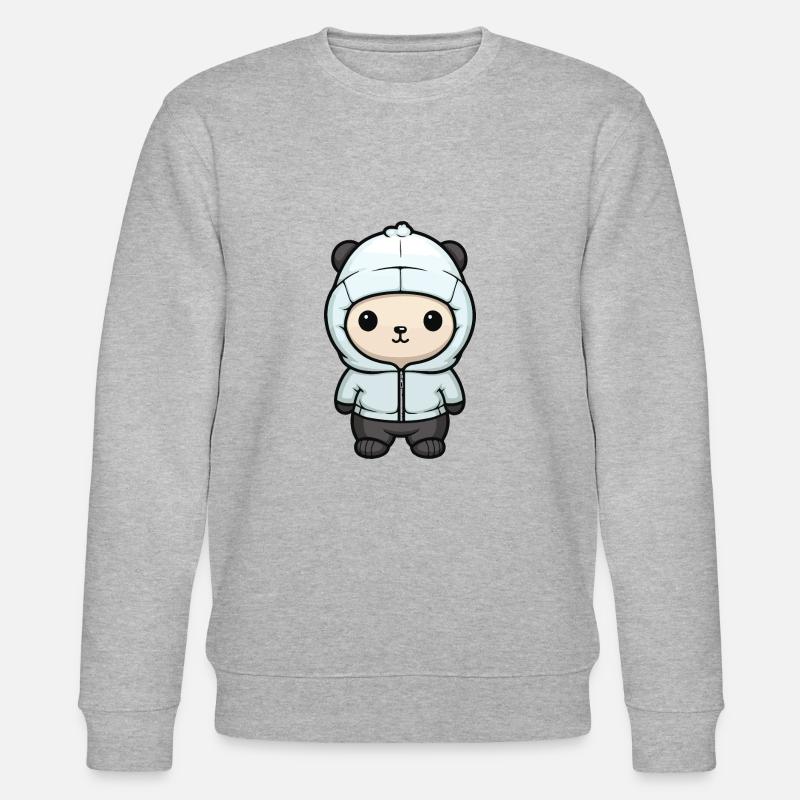 Eisbär Winter Bär Comic Niedlich - Stanley/Stella Unisex Bio-Sweatshirt CHANGER  - Grau meliert
