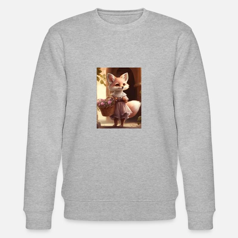 Füchsin mit Blumenkorb Geschenk - Stanley/Stella Unisex Bio-Sweatshirt CHANGER  - Grau meliert