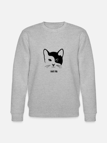 Cat: I Hate You. - Stanley/Stella CHANGER Unisex Organic Sweatshirt - heather grey