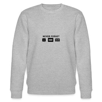 never forget floppy disk - Stanley/Stella CHANGER Unisex Organic Sweatshirt - heather grey - Front - Nik (191cm) & Marisol (170cm)