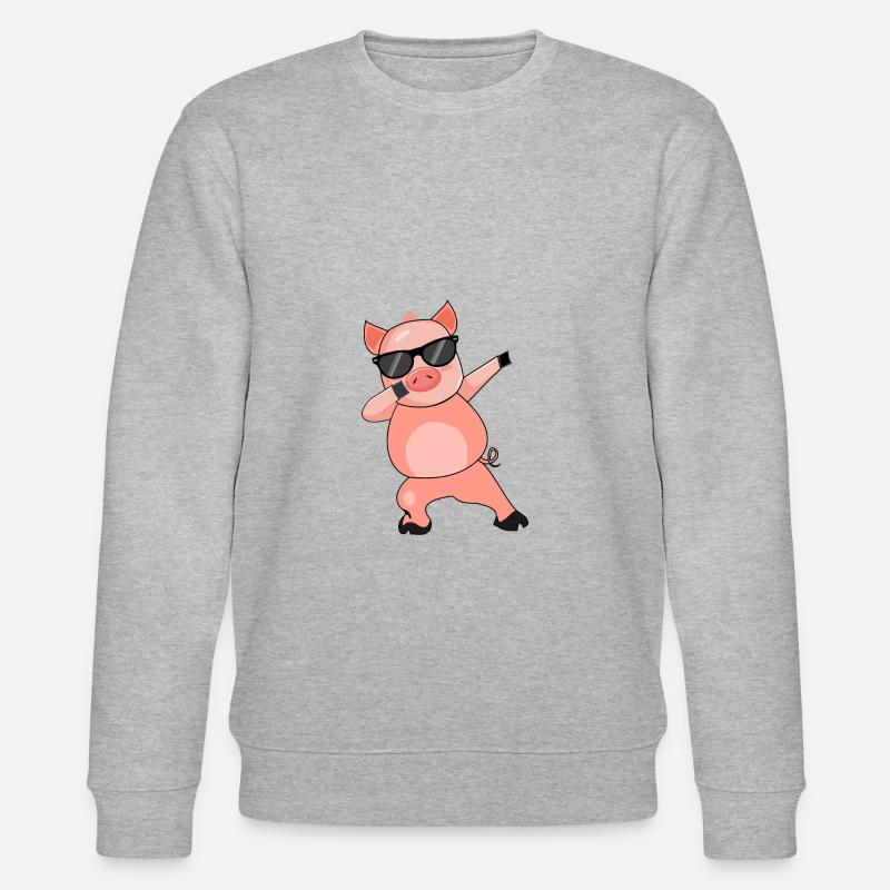 Pig Dabbing Vector Cool - Stanley/Stella CHANGER Unisex Organic Sweatshirt - heather grey
