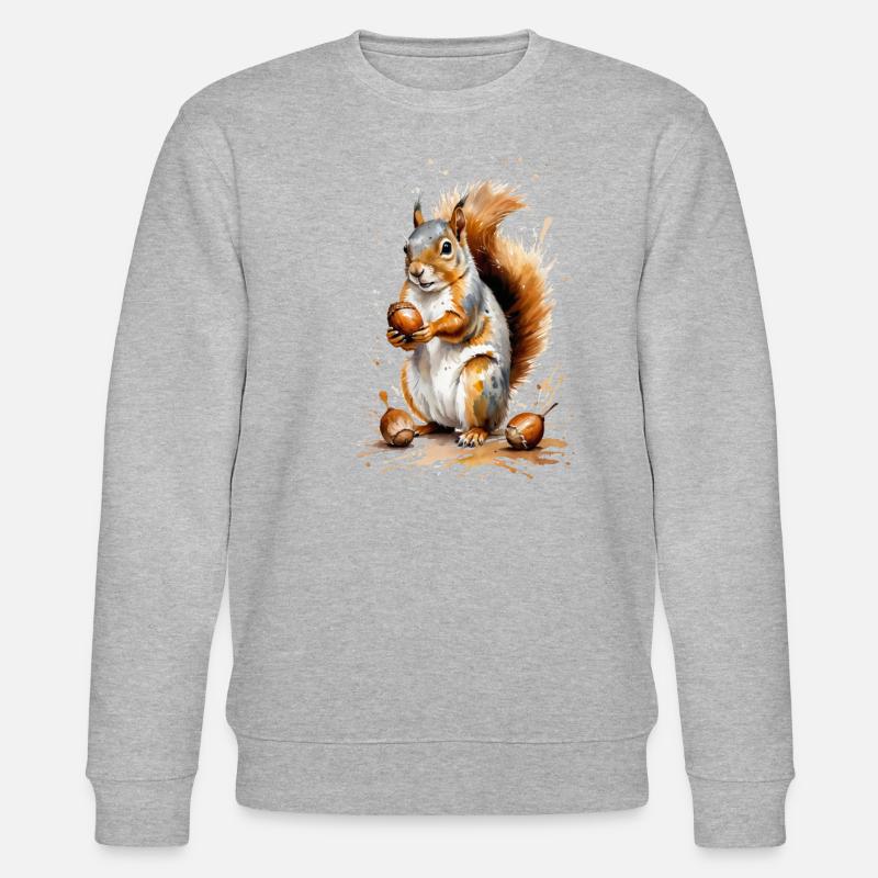 Eichhörnchen mit Eichel - Autumn Delight - Stanley/Stella Unisex Bio-Sweatshirt CHANGER  - Grau meliert