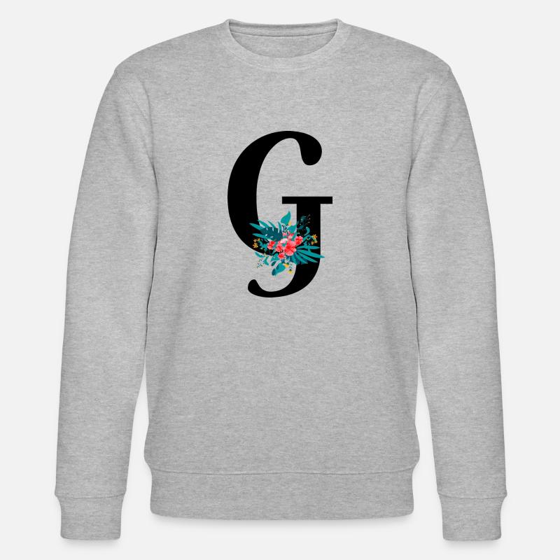 Buchstabe G geblümt - Stanley/Stella Unisex Bio-Sweatshirt CHANGER  - Grau meliert