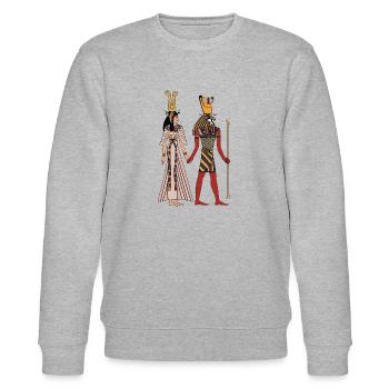 Egypt Pharaoh - Stanley/Stella CHANGER Unisex Organic Sweatshirt - heather grey - Front - Nik (191cm) & Marisol (170cm)