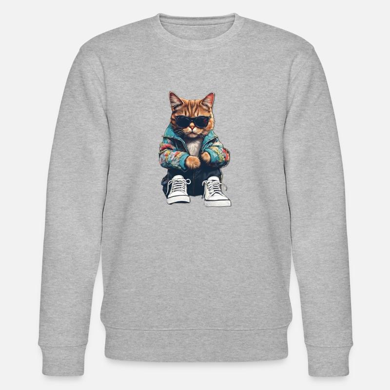 Coole Katze - Stanley/Stella Unisex Bio-Sweatshirt CHANGER  - Grau meliert