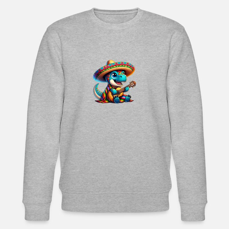 Cinco de Mayo Dino Trex - Stanley/Stella Unisex Bio-Sweatshirt CHANGER  - Grau meliert
