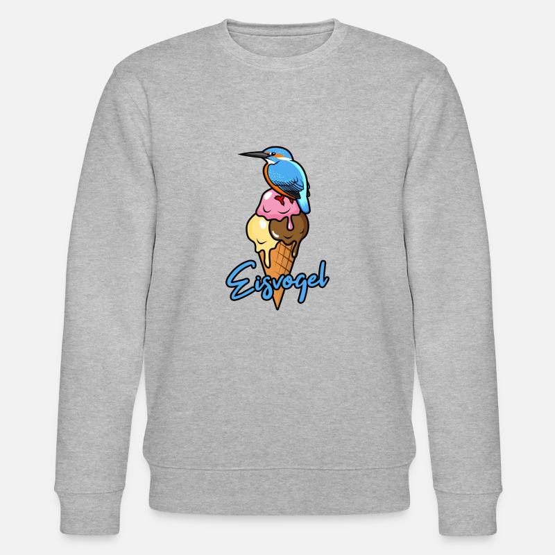 Eisvogel auf Eiswaffel - Stanley/Stella Unisex Bio-Sweatshirt CHANGER  - Grau meliert
