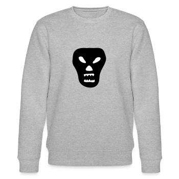 skull devil skull head demon pirate coffin - Stanley/Stella CHANGER Unisex Organic Sweatshirt - heather grey - Front - Nik (191cm) & Marisol (170cm)