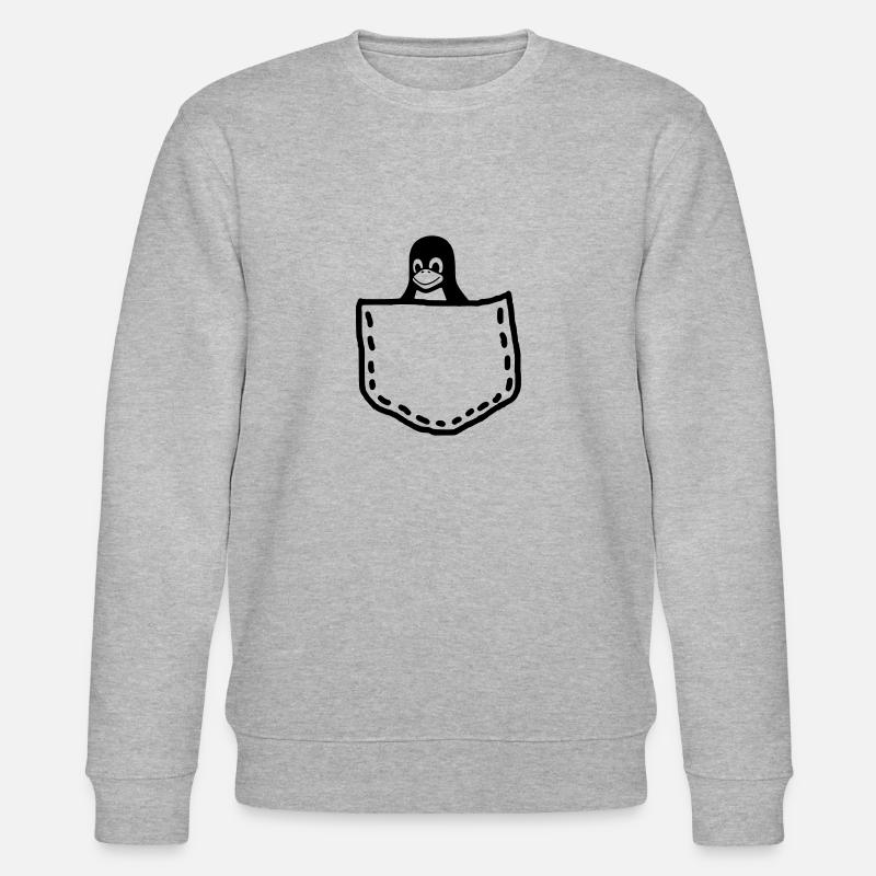 LINUX TUX PENGUIN MASCOT - Stanley/Stella CHANGER Unisex Organic Sweatshirt - heather grey