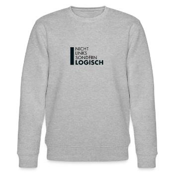 Nicht Links sondern Logisch Sprüche politisch - Stanley/Stella Unisex Bio-Sweatshirt CHANGER  - Grau meliert - Vorne - Nik (191cm) & Marisol (170cm)