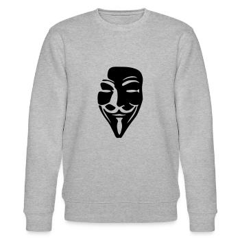 Guy Fawkes Mask for dark shirts - Stanley/Stella Unisex Bio-Sweatshirt CHANGER  - Grau meliert - Vorne - Nik (191cm) & Marisol (170cm)