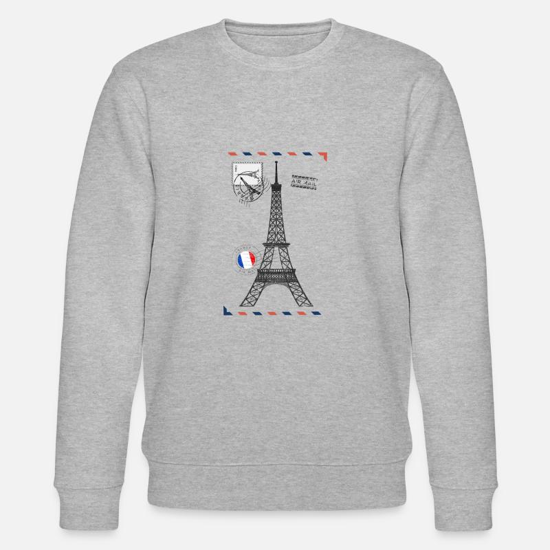 Paris Postcard Eiffel Tower - Stanley/Stella CHANGER Unisex Organic Sweatshirt - heather grey