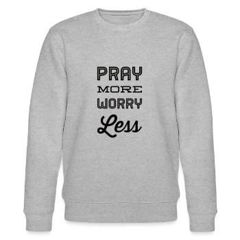 Pray More Worry Less - Stanley/Stella CHANGER Unisex Organic Sweatshirt - heather grey - Front - Nik (191cm) & Marisol (170cm)