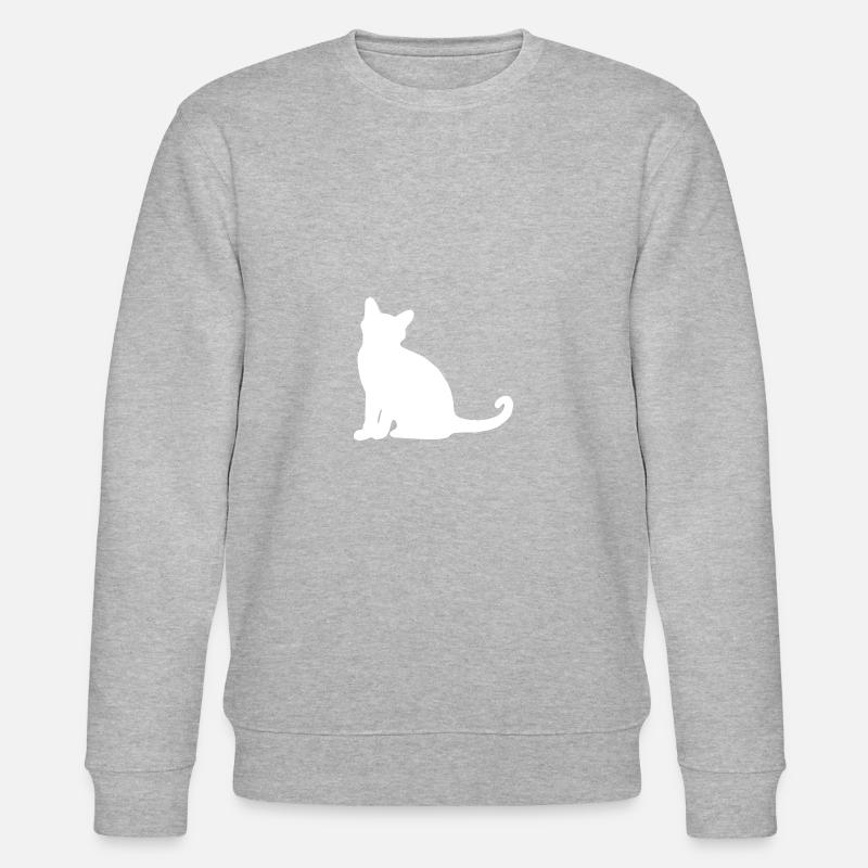 Katze Silhouette Sitzen - Stanley/Stella Unisex Bio-Sweatshirt CHANGER  - Grau meliert