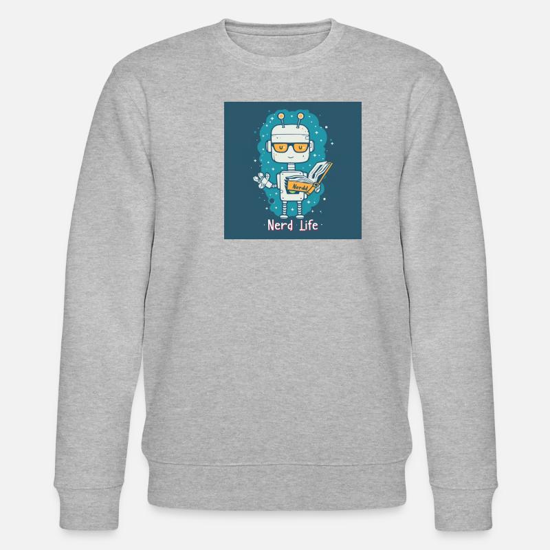 Süßer Nerd Roboter - Stanley/Stella Unisex Bio-Sweatshirt CHANGER  - Grau meliert