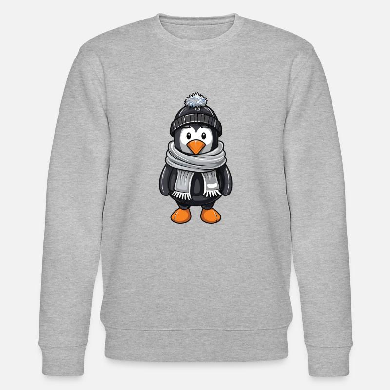 Penguin Winter Comic - Stanley/Stella CHANGER Unisex Organic Sweatshirt - heather grey