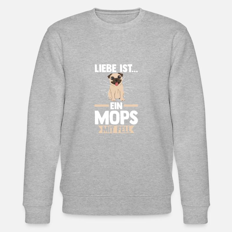 Hund Mops - Stanley/Stella Unisex Bio-Sweatshirt CHANGER  - Grau meliert