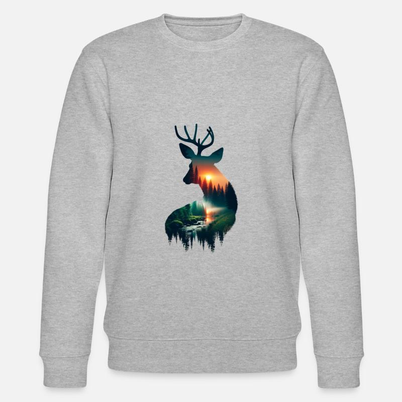 Double Exposure Deer - Stanley/Stella Unisex Bio-Sweatshirt CHANGER  - Grau meliert