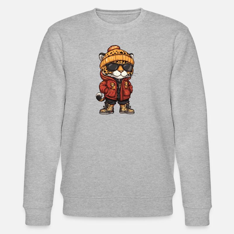 Leopard Winter Comic - Stanley/Stella CHANGER Unisex Organic Sweatshirt - heather grey