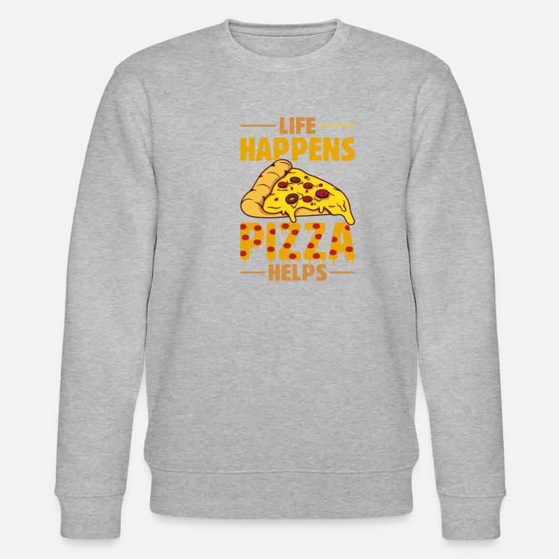Witziger Pizza Spruch - Stanley/Stella Unisex Bio-Sweatshirt CHANGER  - Grau meliert