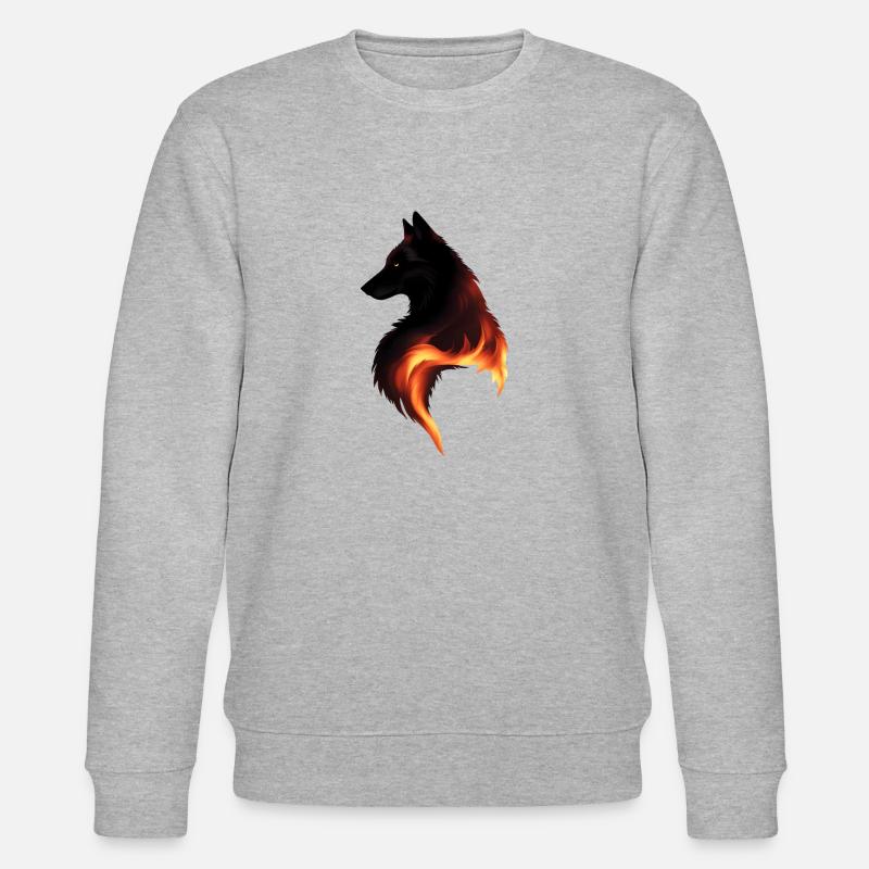 Wolf on Fire - Stanley/Stella CHANGER Unisex Organic Sweatshirt - heather grey