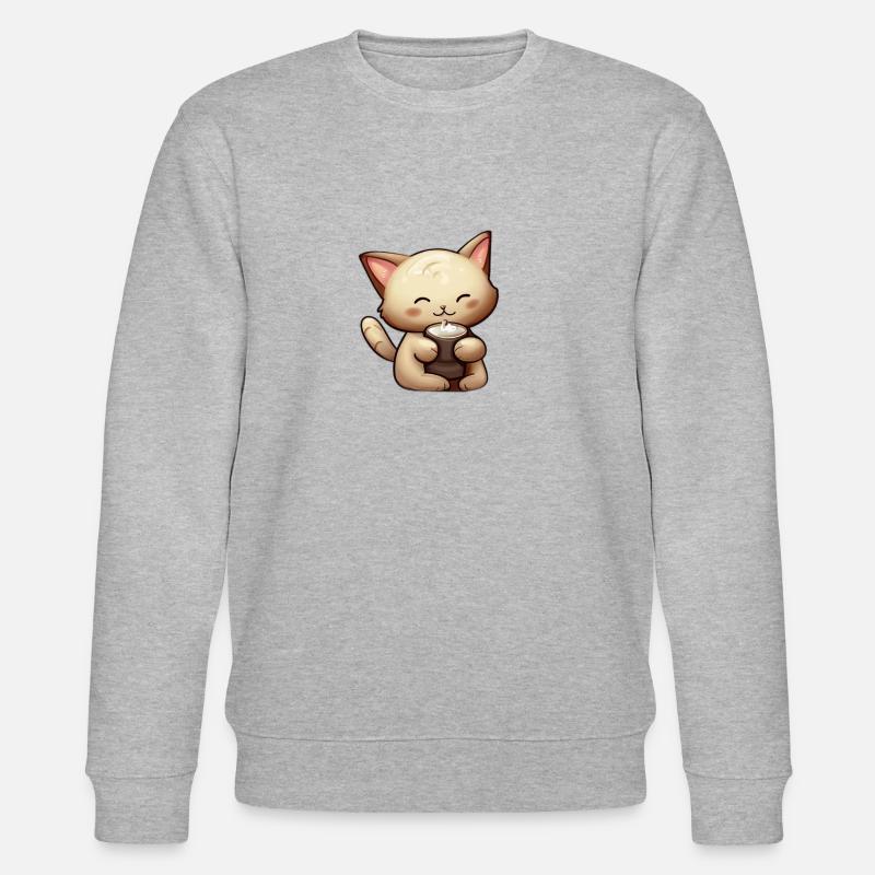 Chat buveur de café - Sweat bio CHANGER Stanley/Stella Unisexe - gris chiné
