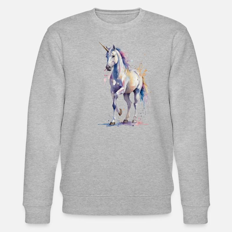 Ätherisches Einhorn - Aquarell - Stanley/Stella Unisex Bio-Sweatshirt CHANGER  - Grau meliert