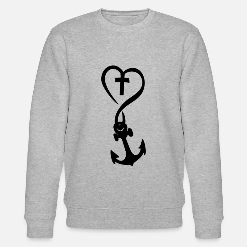Herz Kreuz Anker - Stanley/Stella Unisex Bio-Sweatshirt CHANGER  - Grau meliert