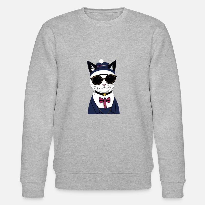 Chat cool avec des lunettes - Sweat bio CHANGER Stanley/Stella Unisexe - gris chiné