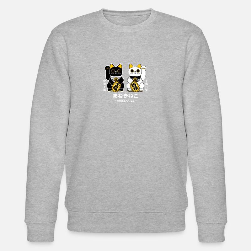Manekineko - Winkekatze - Stanley/Stella Unisex Bio-Sweatshirt CHANGER - Grau meliert