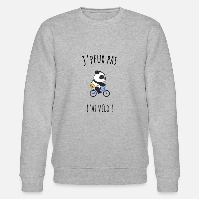 J'peux pas j'ai vélo, panda - Sweat bio CHANGER Stanley/Stella Unisexe - gris chiné