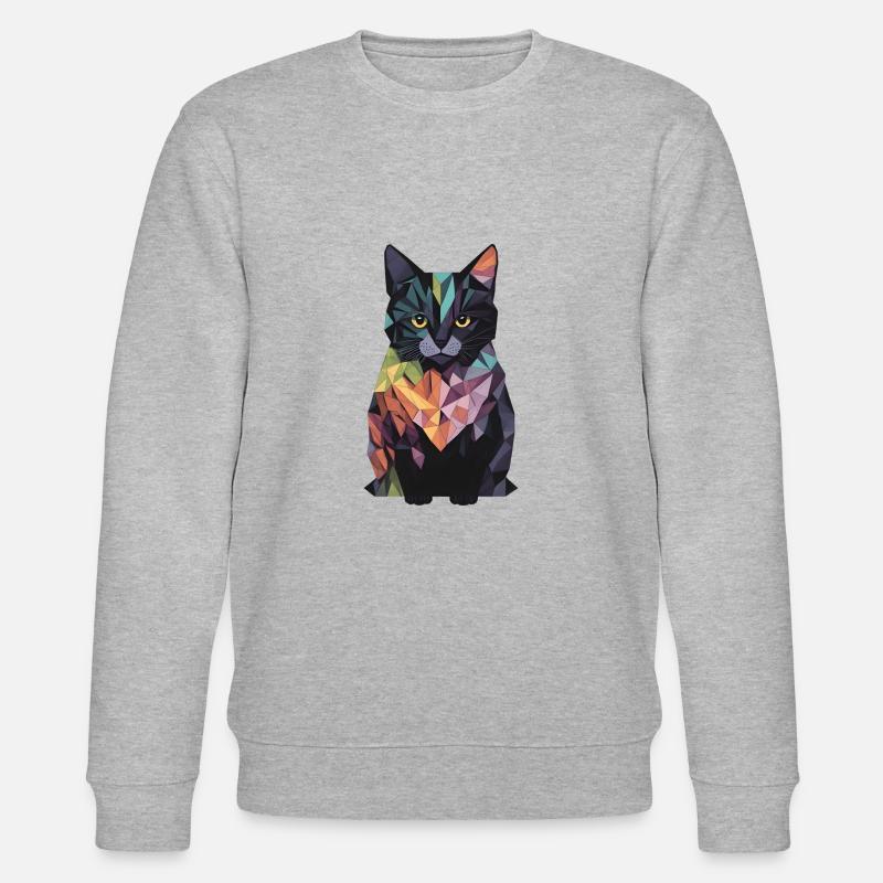 Abstrakte bunte Katze - Stanley/Stella Unisex Bio-Sweatshirt CHANGER  - Grau meliert