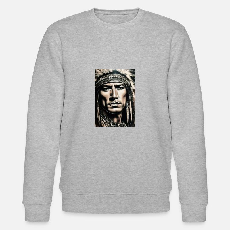 winnetou,indianer,illustration,graffiti,braun - Stanley/Stella Unisex Bio-Sweatshirt CHANGER  - Grau meliert