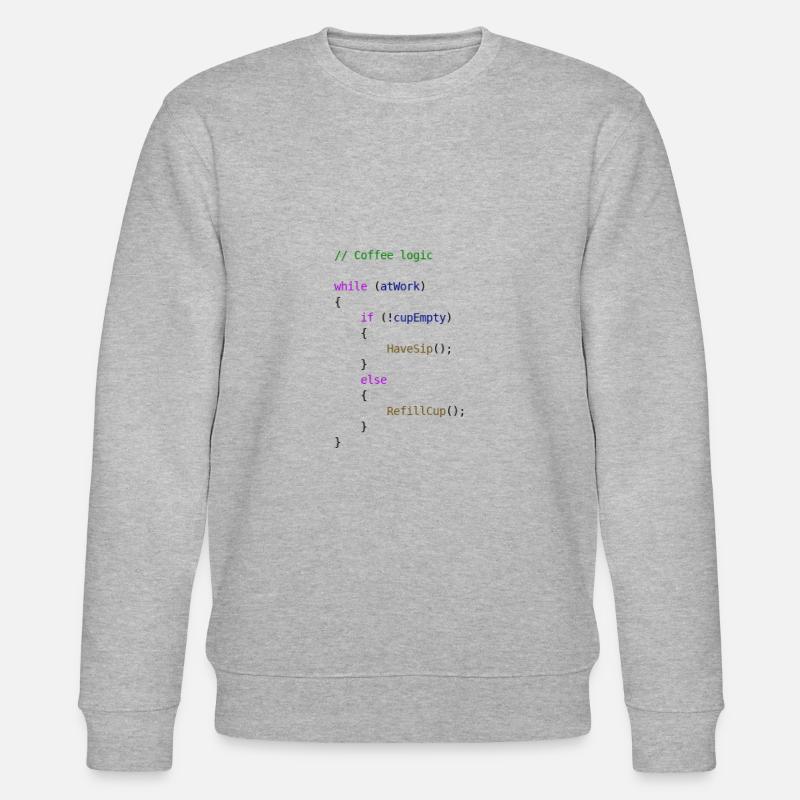 Coffee logic programmer gift idea - Stanley/Stella CHANGER Unisex Organic Sweatshirt - heather grey